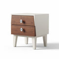 Modern two-drawer nightstand with wood and metal accents in white 40 x 40 x 50cm