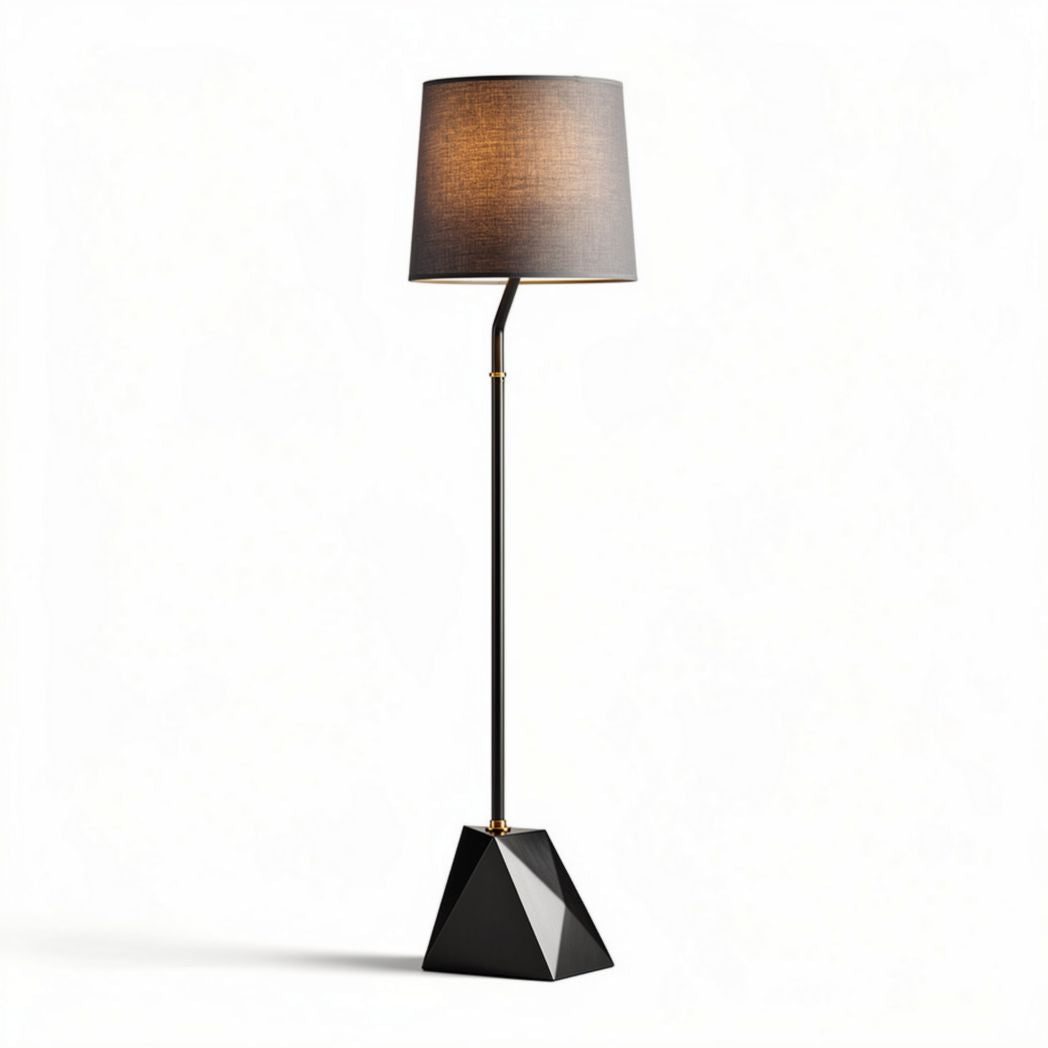 Floor lamp with geometric base and fabric shade 30 x 30 x 150cm black