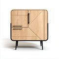 Wooden storage cabinet with geometric design and metal legs 80 x 40 x 80cm