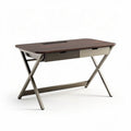 Wooden computer desk with metal frame and drawers 120 x 60 x 75cm