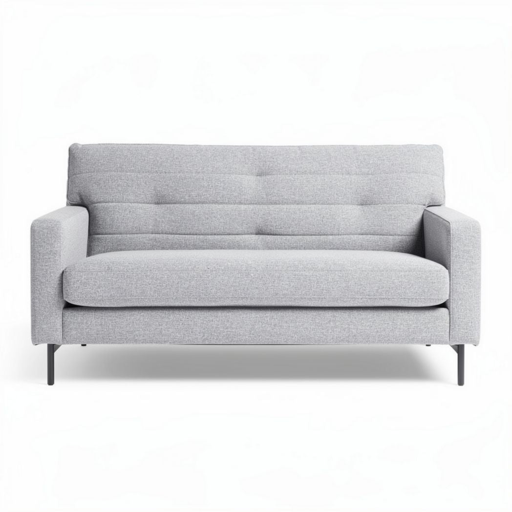 Gray upholstered sofa for living room with steel legs 180 x 80 x 85cm