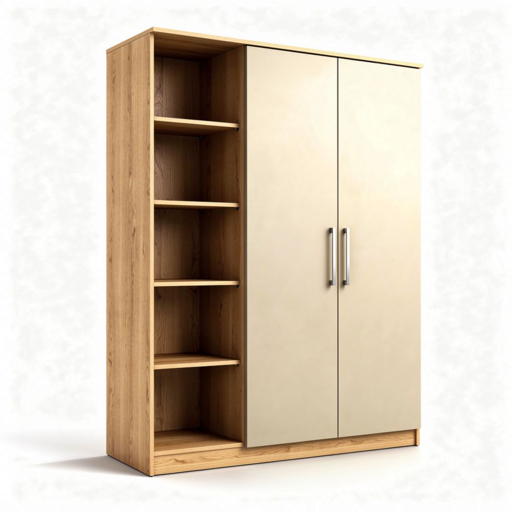 Modern wooden storage cabinet with two doors and five shelves 120 x 60 x 180cm