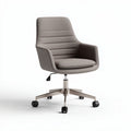 Adjustable gray upholstered office chair with five-star base and wheels