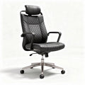 Ergonomic office chair with adjustable headrest black leather 65 x 70 x 115cm